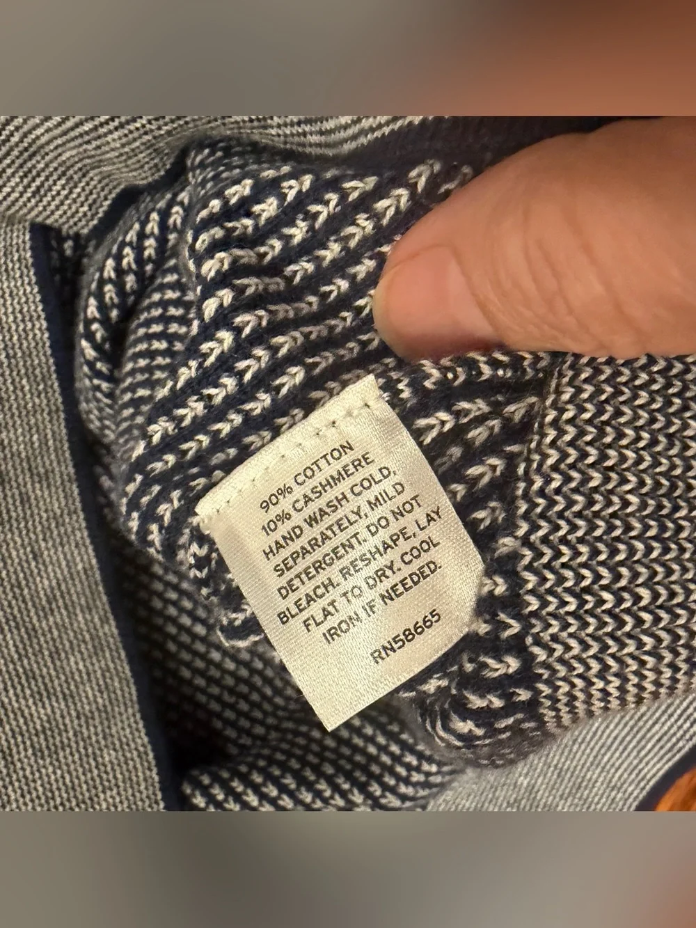 NWT Nordstrom Men's XL Navy & Oatmeal Birdseye Cashmere Cotton Sweater